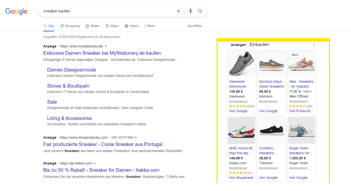 Google Shopping Ads Beispiel