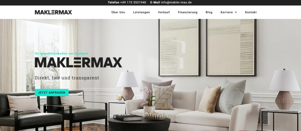 Webdesign Beispiel MaklerMax Webseite