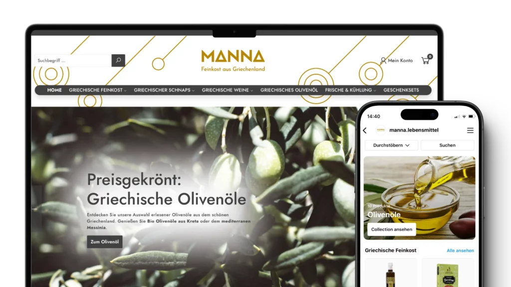 Mannafeinkost Webshop und Instagram Shop