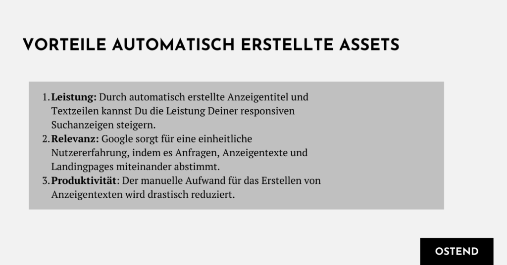 Vorteile von Automatisch erstellten Assets