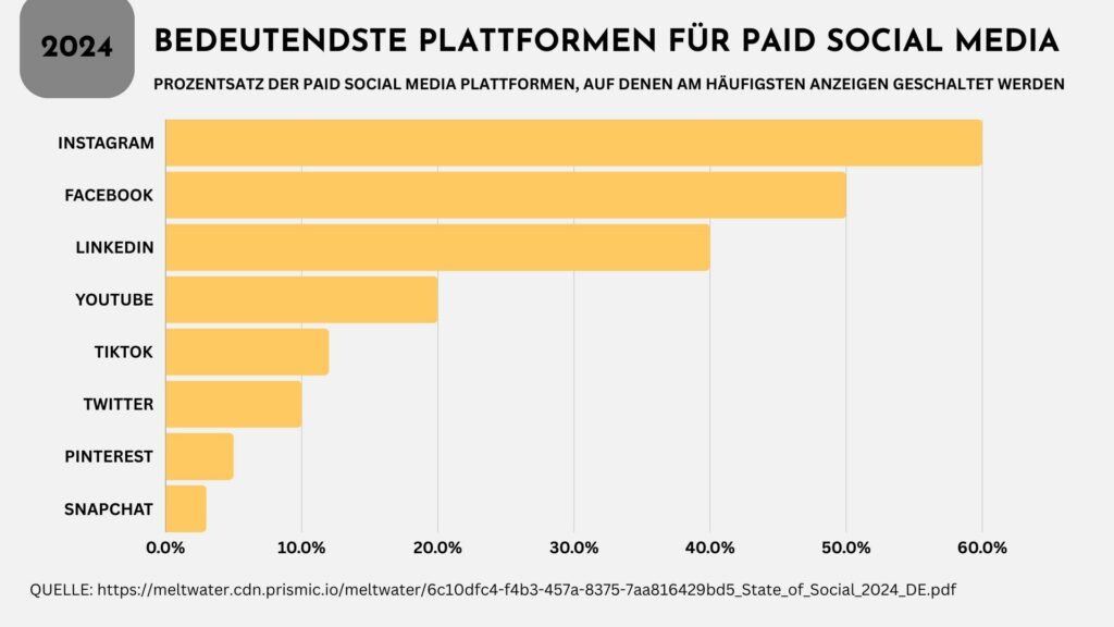 Schaubild der bedeuteten Plattformen für Paid Social Media in Deutschland