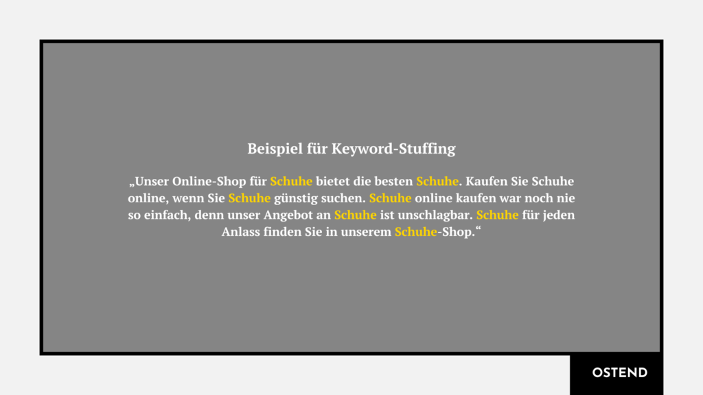 Beispieltext eines Schuhanbieters zum Thema Keyword-STuffing