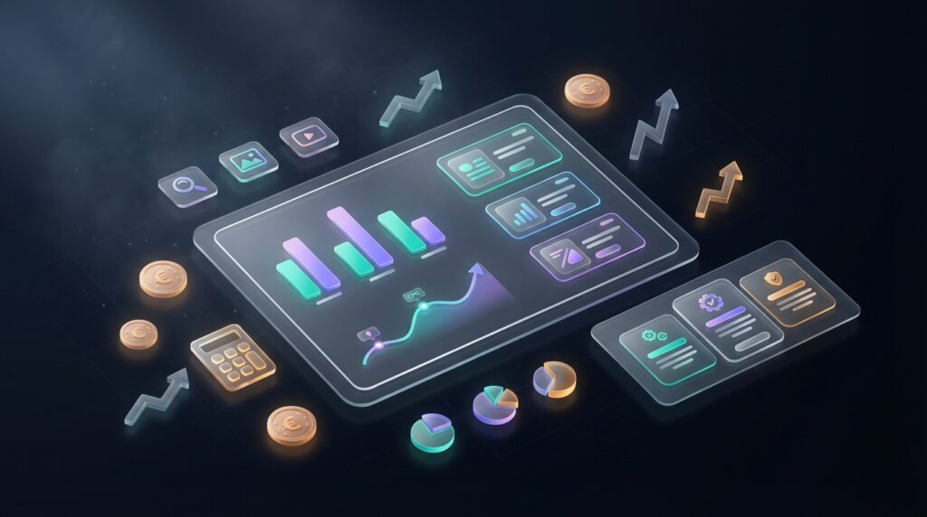 Google Ads Kosten 2026 – Dashboard mit Kostenübersicht und Budgetplanung