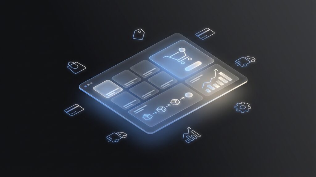 Shopify Shop erstellen lassen - E-Commerce Dashboard Illustration