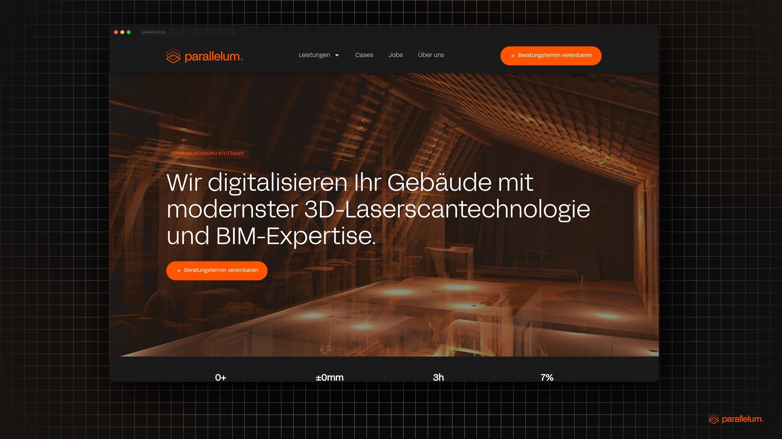 Parallelum Homepage im Browser-Mockup