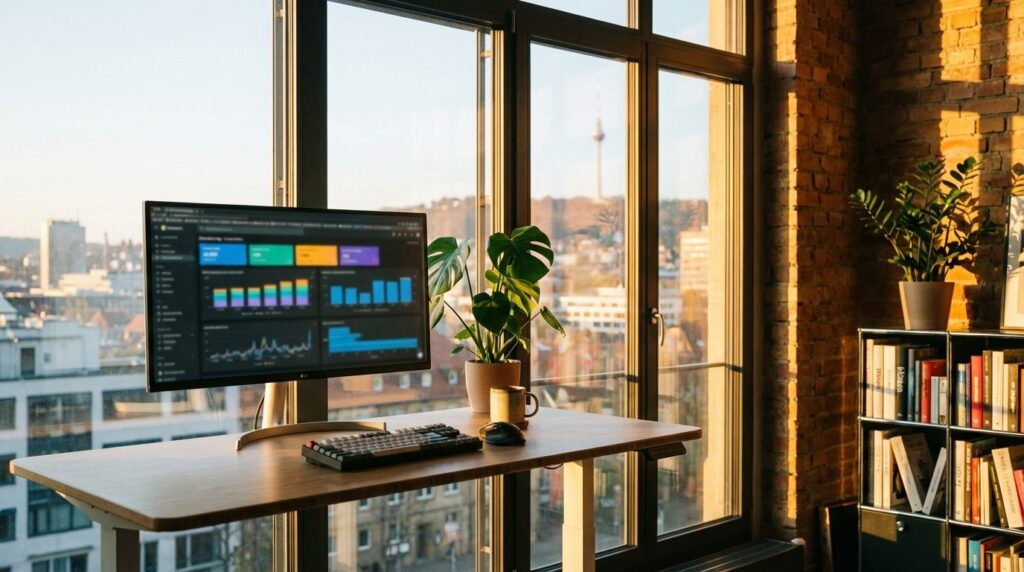 Werbeagentur Stuttgart – Agentur-Büro mit Blick auf Stuttgart bei Sonnenuntergang