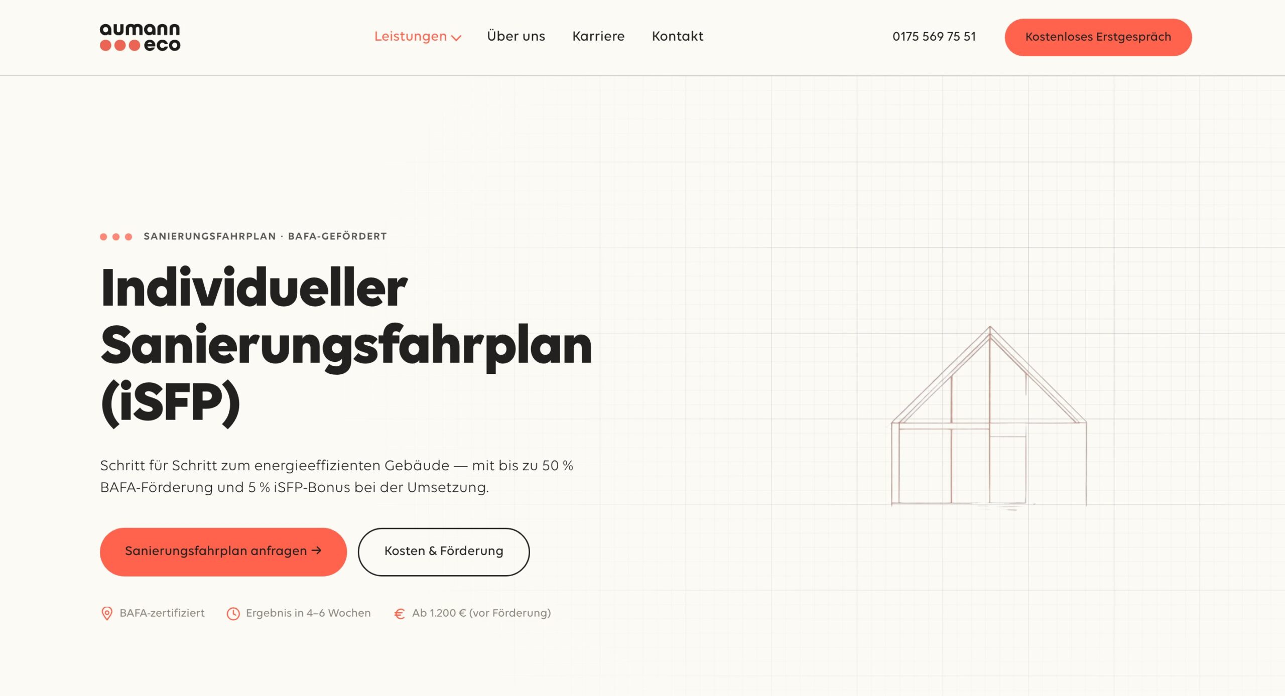 Sanierungsfahrplan-Seite aumann eco — Design-System angewendet
