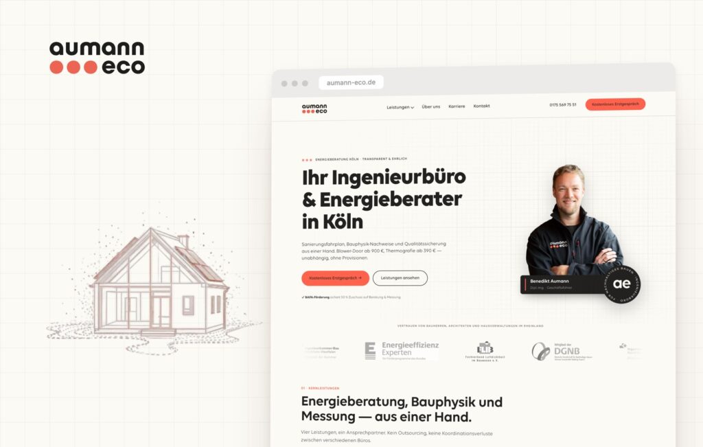 aumann eco — Webdesign Case Study: Website-Mockup, Marke und Illustration