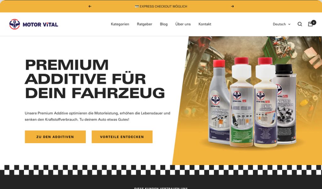 Motorvital – Shopify Shop für Premium-Additive