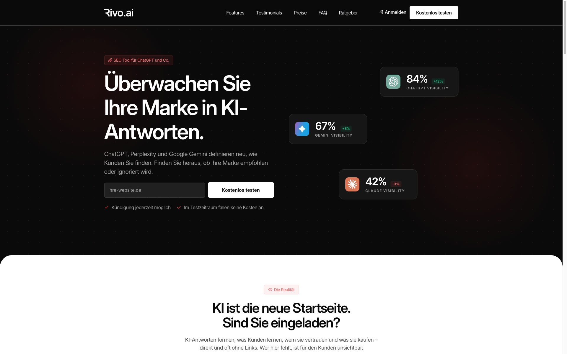 Rivo AI - Web-App für KI-gestützte Sichtbarkeitsanalyse