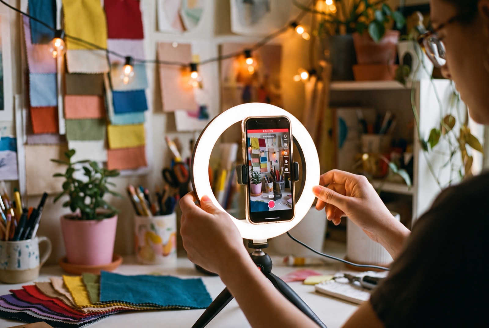 TikTok Marketing — Smartphone-Setup mit Ring Light