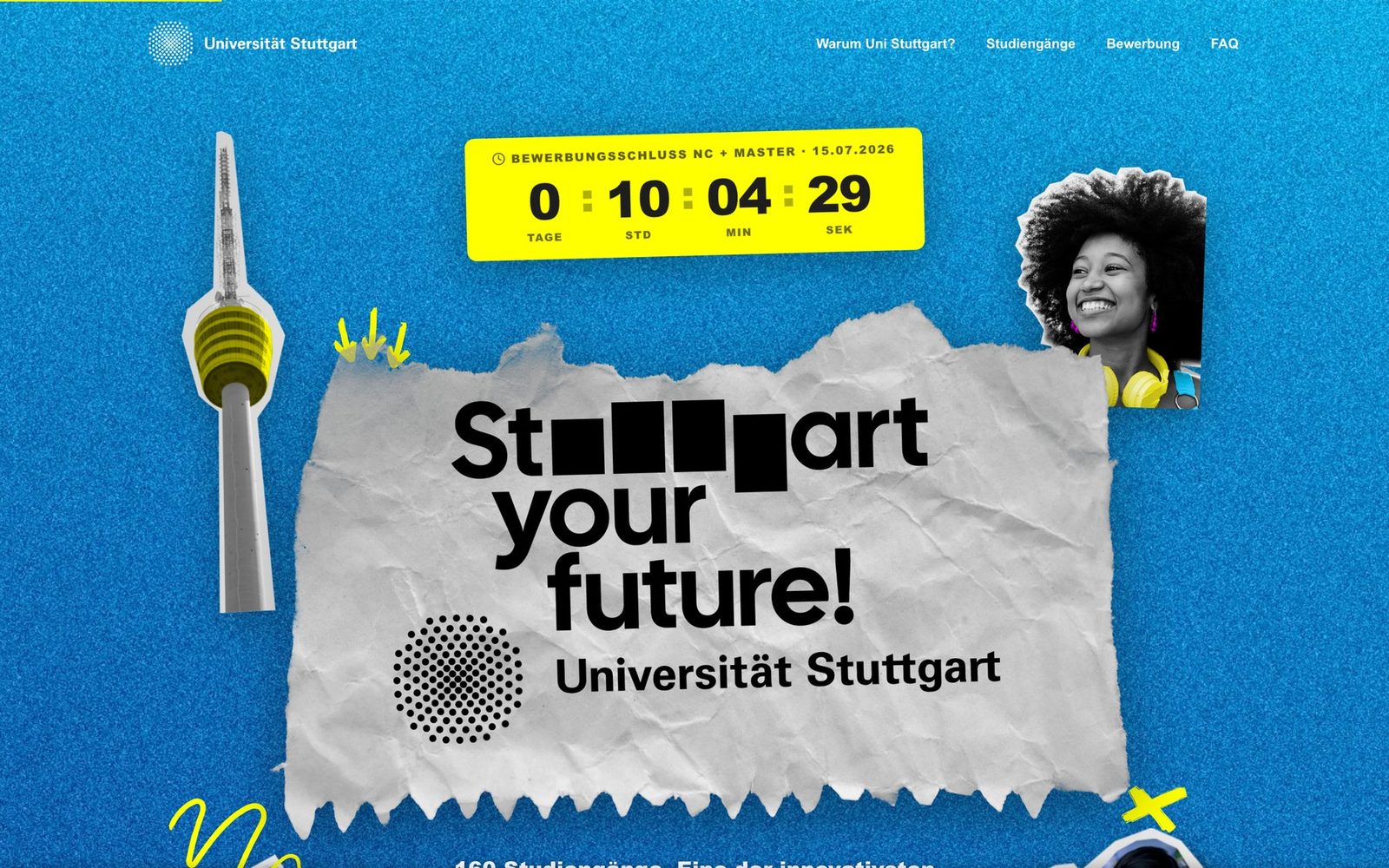 Kampagnen-Landingpage der Universität Stuttgart — „Stuttgart your future!“ im Collage-Design