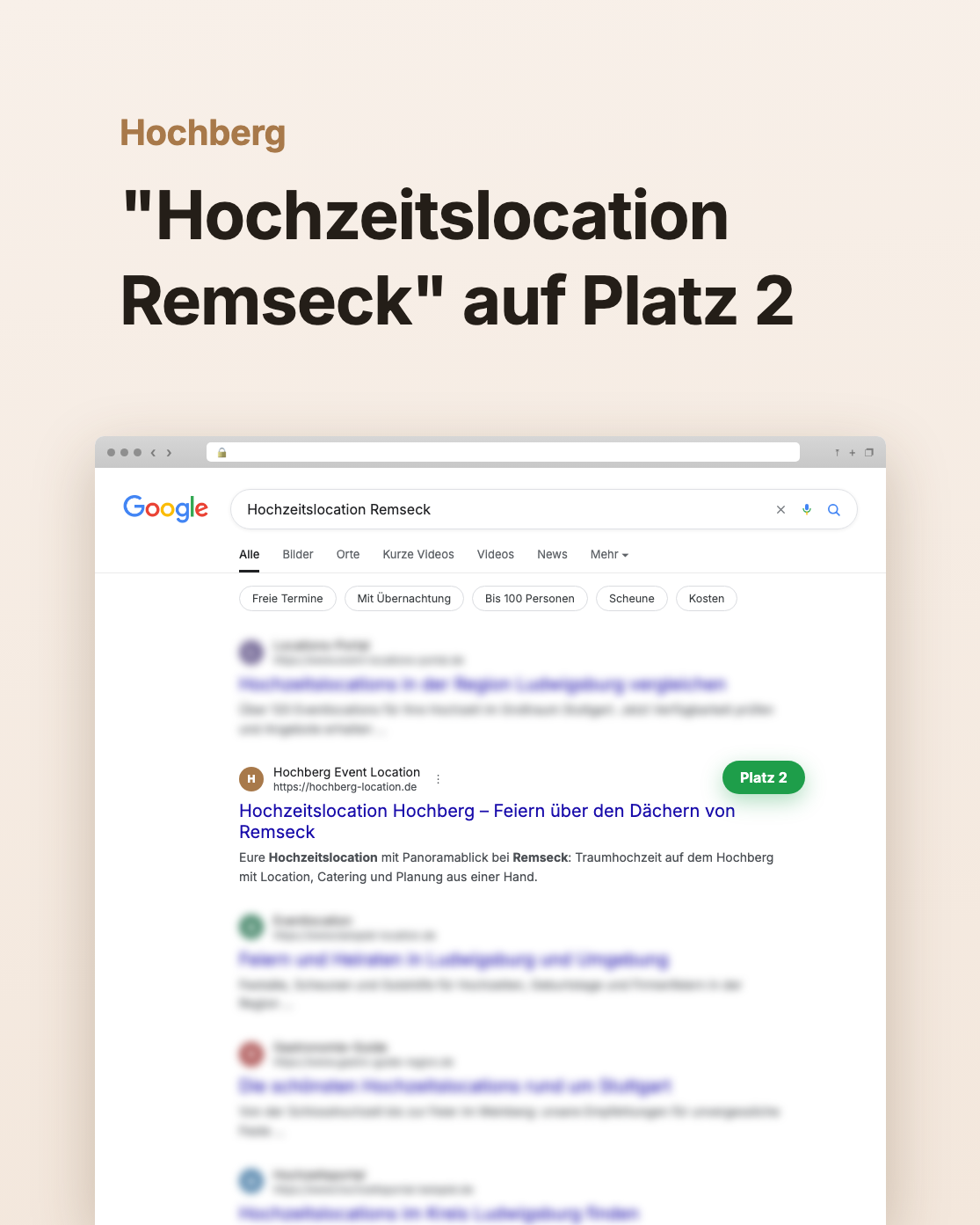 Hochberg - Hochzeitslocation Remseck auf Platz 2