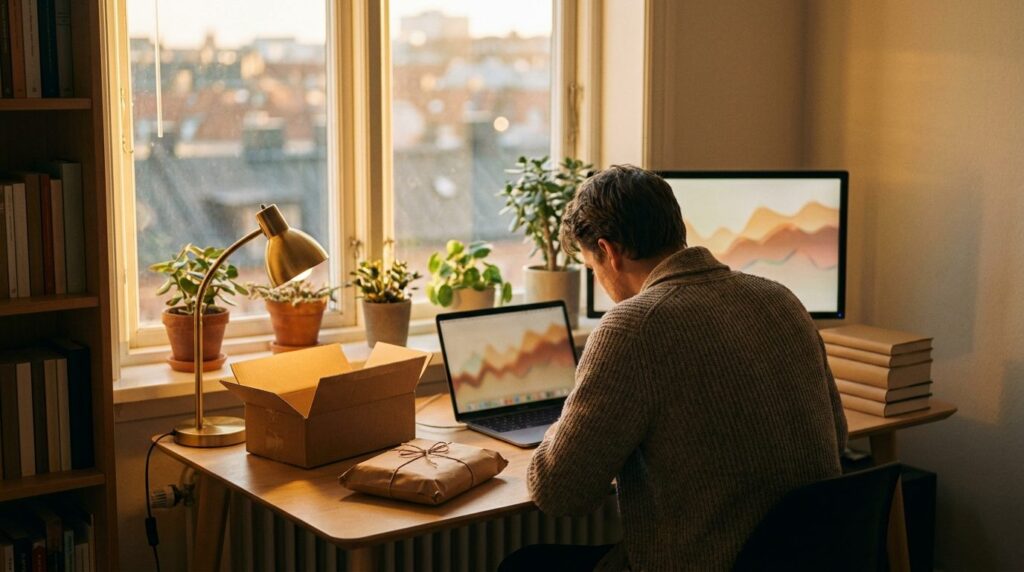 Person am Schreibtisch wertet am Laptop Conversion-Daten aus OpenAI Pixel und Conversions API aus