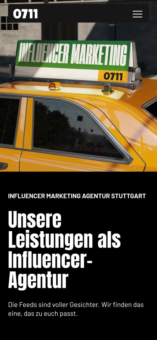 Leistungsseite Influencer Marketing Agentur Stuttgart von 0711 mobil