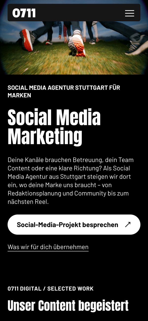 Leistungsseite Social Media Marketing von 0711 mobil