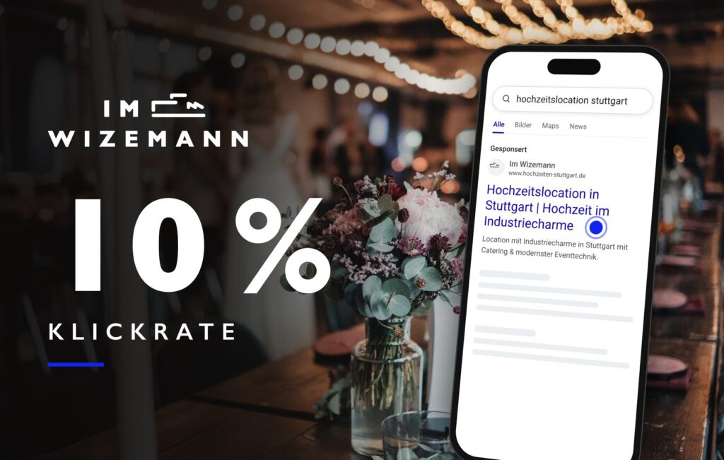 Im Wizemann Case Study: 10 % Klickrate mit Google Ads für die Eventlocation in Stuttgart