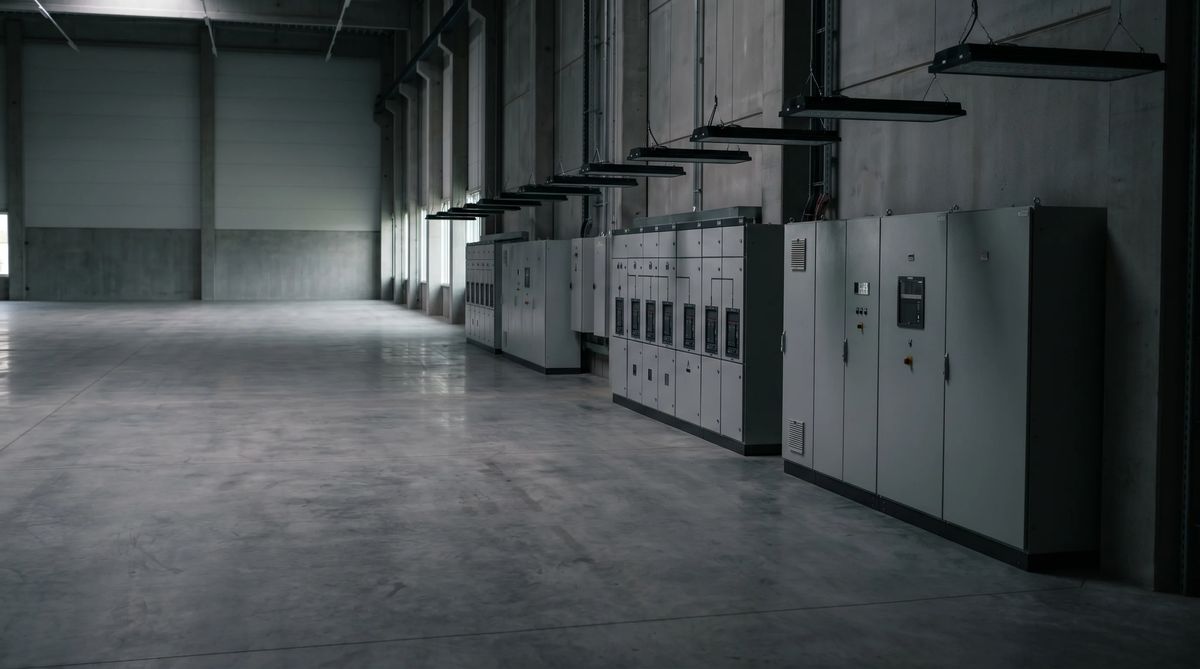 Industrie-Seite: dunkle Halle als Startbild