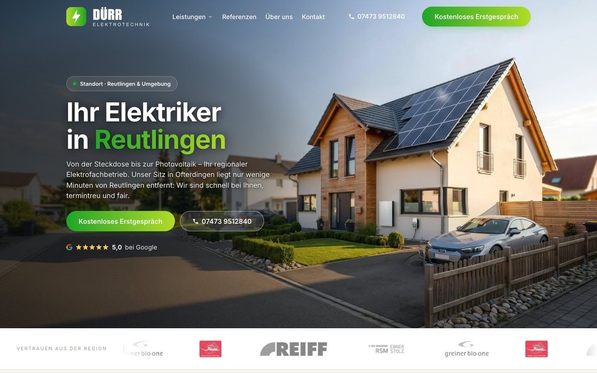 Städteseite Elektriker Reutlingen von Dürr Elektrotechnik