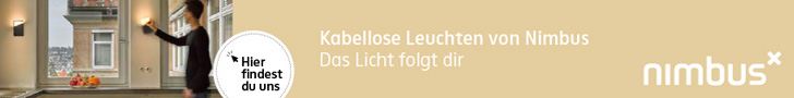 Leaderboard-Banner: Kabellose Leuchten von Nimbus, Das Licht folgt dir