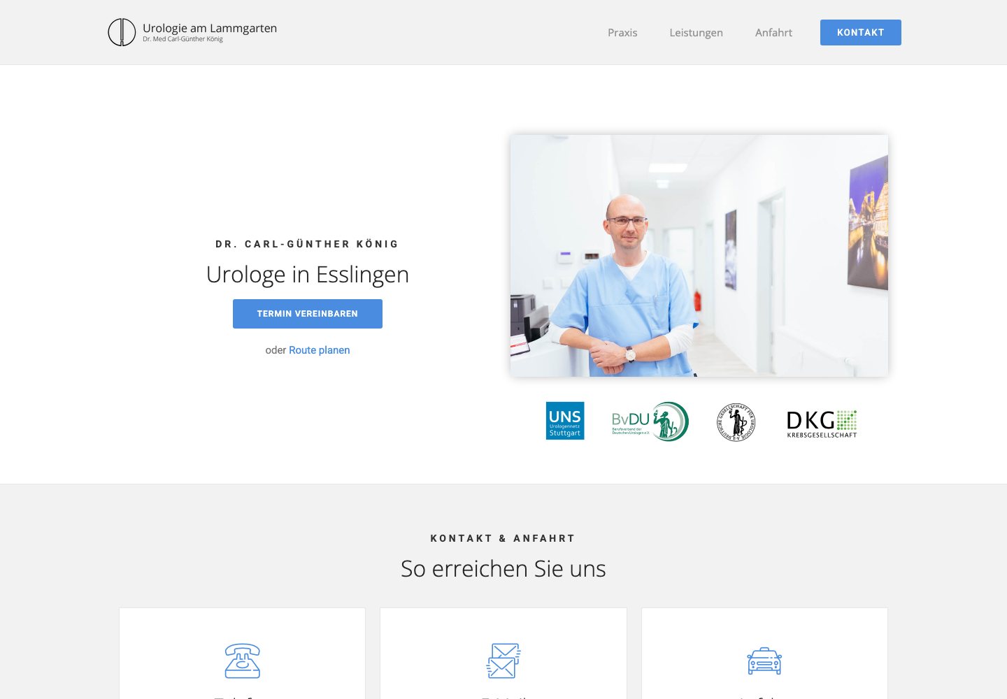 Startseite der Website der Urologie am Lammgarten in Esslingen